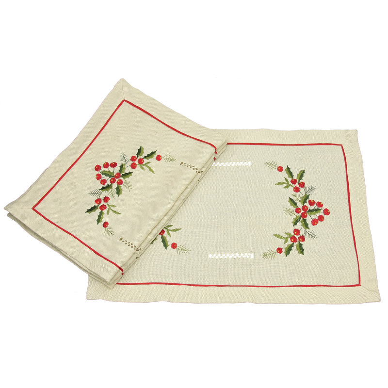 Ensemble de 4 napperons Contry Holly Berry