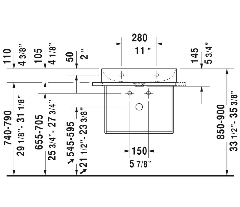 White Ceramic Rectangular Wall Mount Bathroom Sink