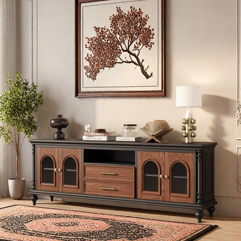 Meuble télé rétro haut de gamme aux couleurs assorties, H 25,59 po x L 78,74 po x l 17,71 po