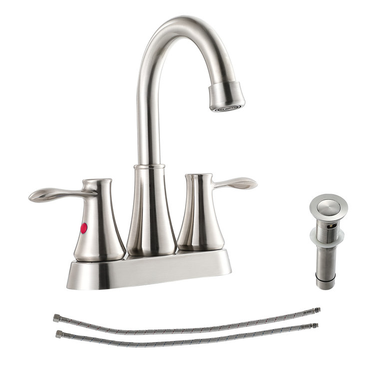 2 Handles Bathroom Sink Faucet Brushed Nickel Faucet High-arch Spout 360 Swivel Bathroom Faucet