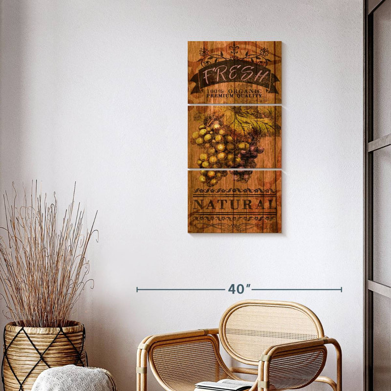 «Fresh Grapes», reproduction sur toile, H 18 po x l 38 po x P 1,25 po