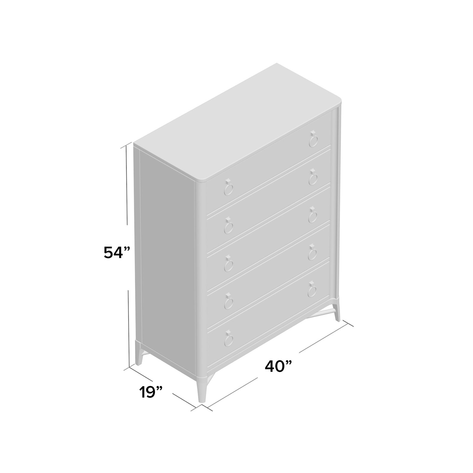 Regan 40" W 5-Drawer Fully Assembled Chest, Champagne