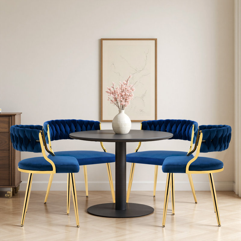 Ensemble de chaises de salle à manger en velours l 21,65 po Christal, Marine