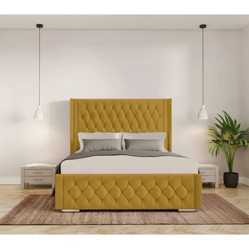 Athlene Upholstered Bed Frame, Turmeric, Single (3')