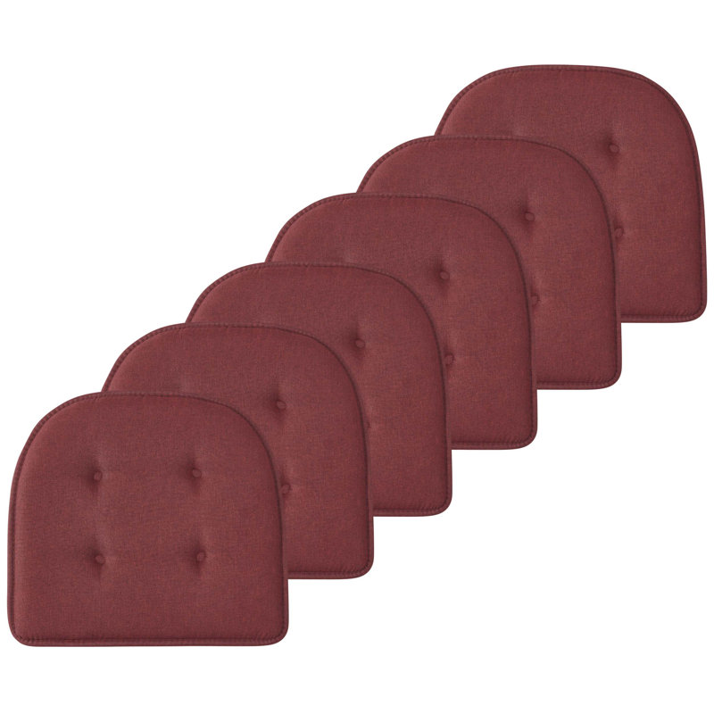 Coussin de siège en mousse à mémoire de forme en U de qualité supérieure épais et confortable Coussin de siège capitonné antidérapant Housse de siège intérieure en caoutchouc antidérapant de 17 po x 16 po pour bureau, chaises de cuisine, paquet de 6, couleur bourgogne