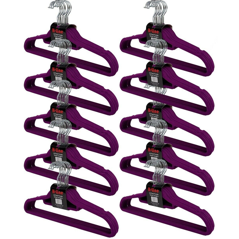 Velvet Standard Hanger for Dress/Shirt/Sweater, Purple