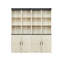 Armoire de rangement combinée 4-en-1, bibliothèque en panneau de fibres à densité moyenne à grain de bois 3D, casiers de présentation ouverts et armoires fermées avec tablette réglable, bibliothèque à combinaison libre pour le bureau d'étude de salon-1358767210