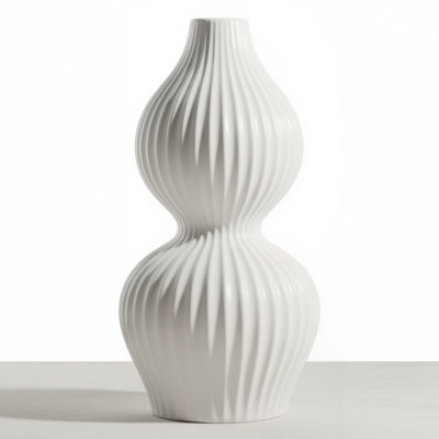 Liubomila 10" Ribbed White Ceramic Vase