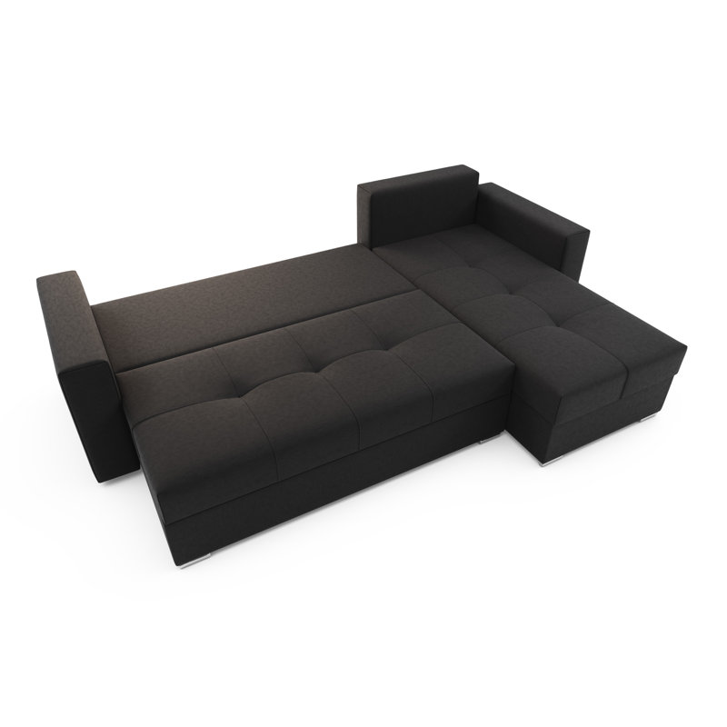 Solara 3 Seater Corner Sofa , Right -sided, Black - Lars100