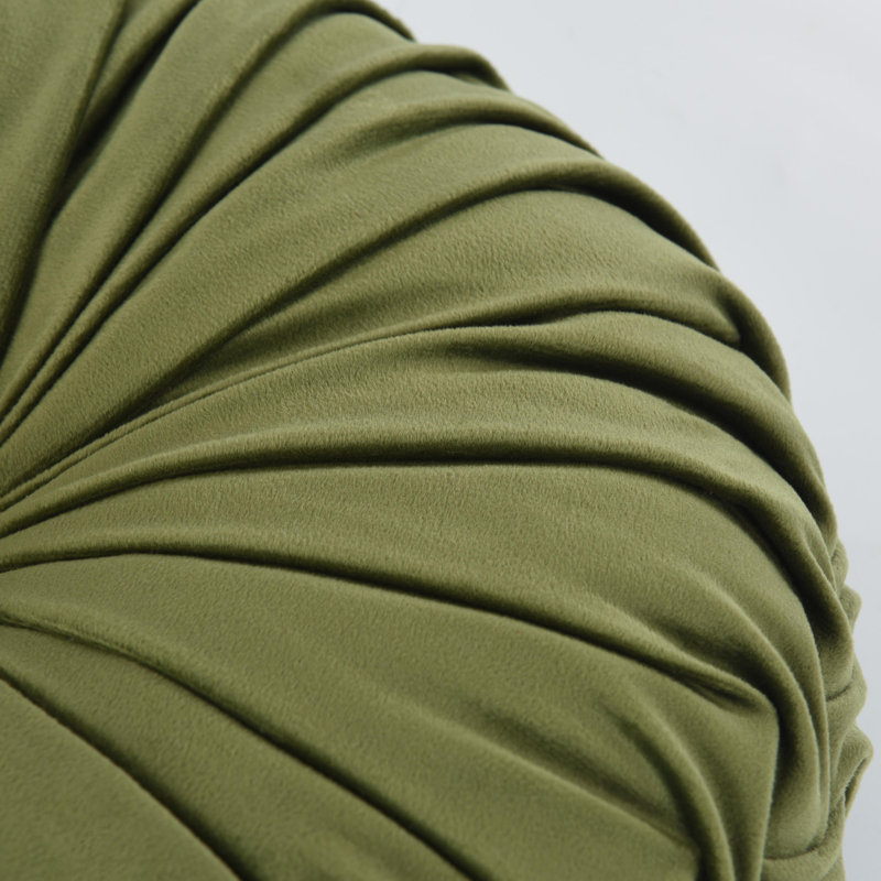 Velvet Round Throw Pillow, Olive