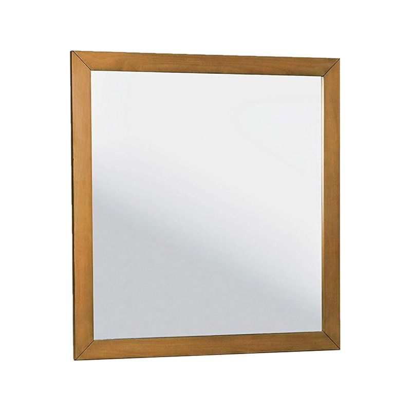 34.4"W Mid-Century Modern Rectangular Mirror, Oak