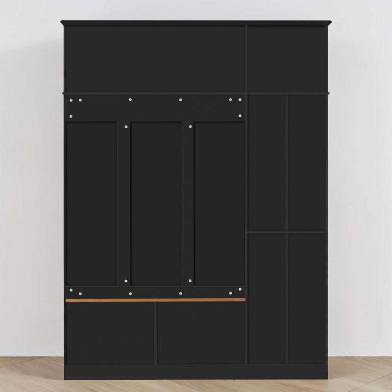 Arbre d'entrée avec banc de rangement, organisation de vestibule, armoire latérale et tiroirs, maison de campagne moderne, vestibule