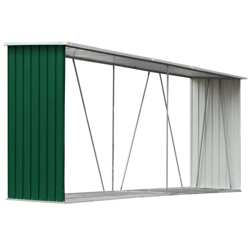 330cm W x 84cm D Metal Log Store, Green