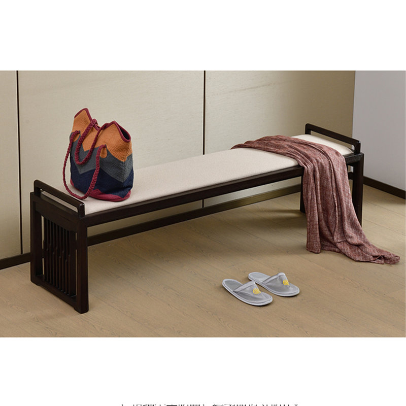 Nouveau banc en mélange de lin en bois massif de style chinois pour le salon et la chambre à coucher.