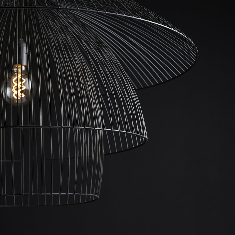 Modern Matte Black Iron Pendant Light - 31.75" Wide