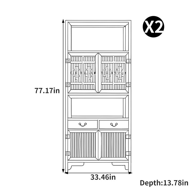 New Chinese style grid format bookcase