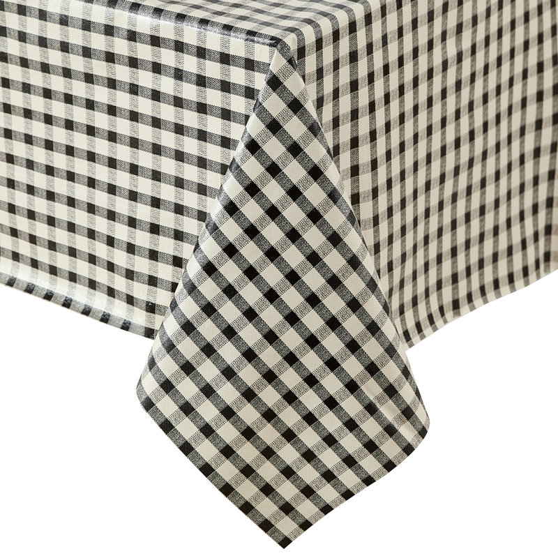 Gingham Check 3-Yard Cut-to-fit Vinyl Tablecloth, Black