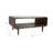 Modern Mango Wood & Travertine Coffee Table with Open Storage Shelf