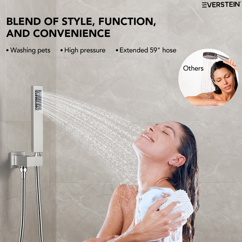 Thermostatic Digital Shower System Set ,12-Inch Dual Rainfall Shower Faucet with Handheld Spray, Brushed Nickel