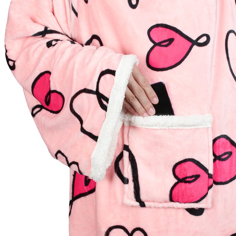 Couverture en sherpa Tirrinia, Love Art - rose