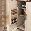 Îlot de cuisine pliable blanc avec abattant et surface en bois, bar à roulettes mobile sur roulettes, trois tiroirs, armoires dissimulées, tablettes réglables pour utilisation avec plateau rabattable, spacieux
