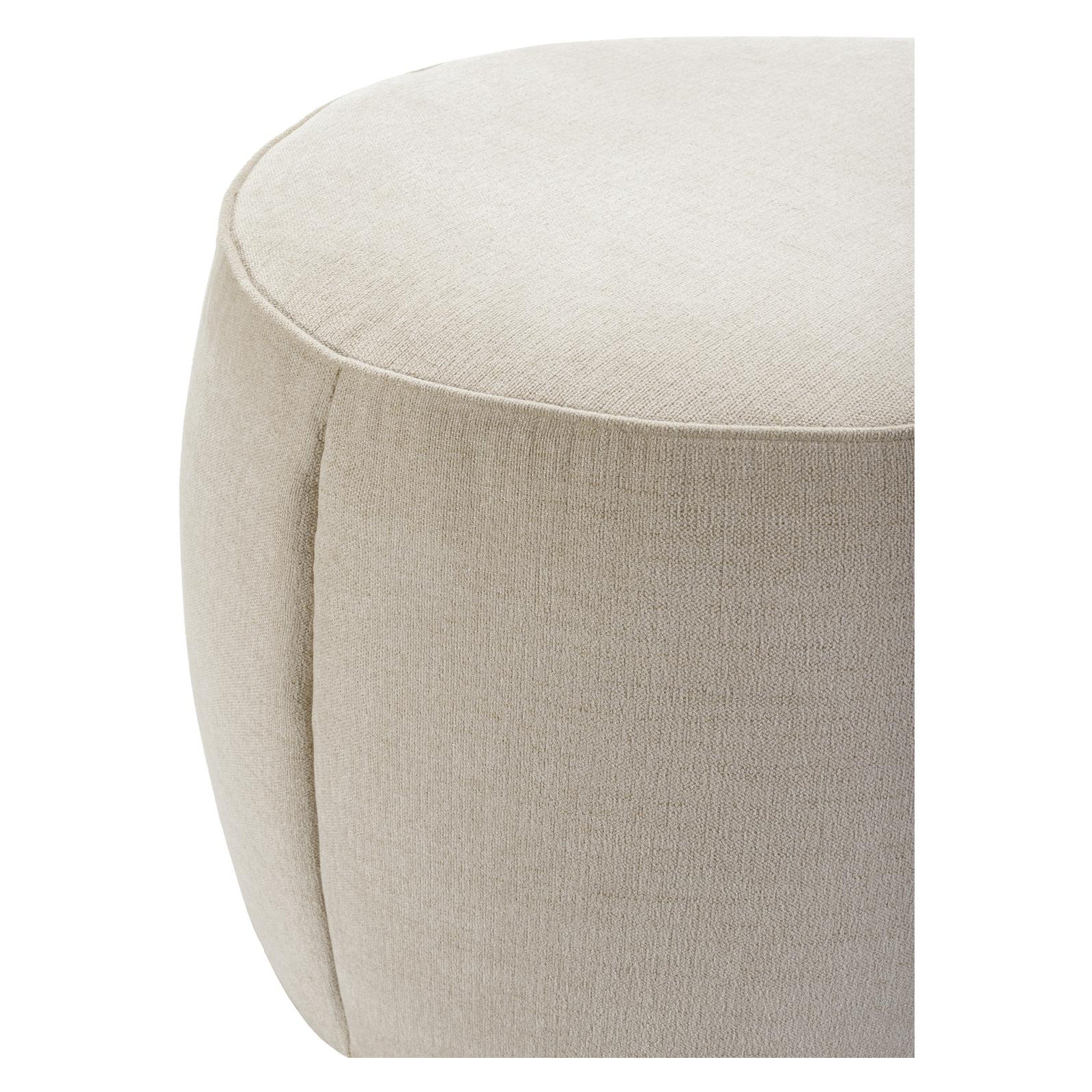 Alexandria 24" Round Ottoman, Beige polyester