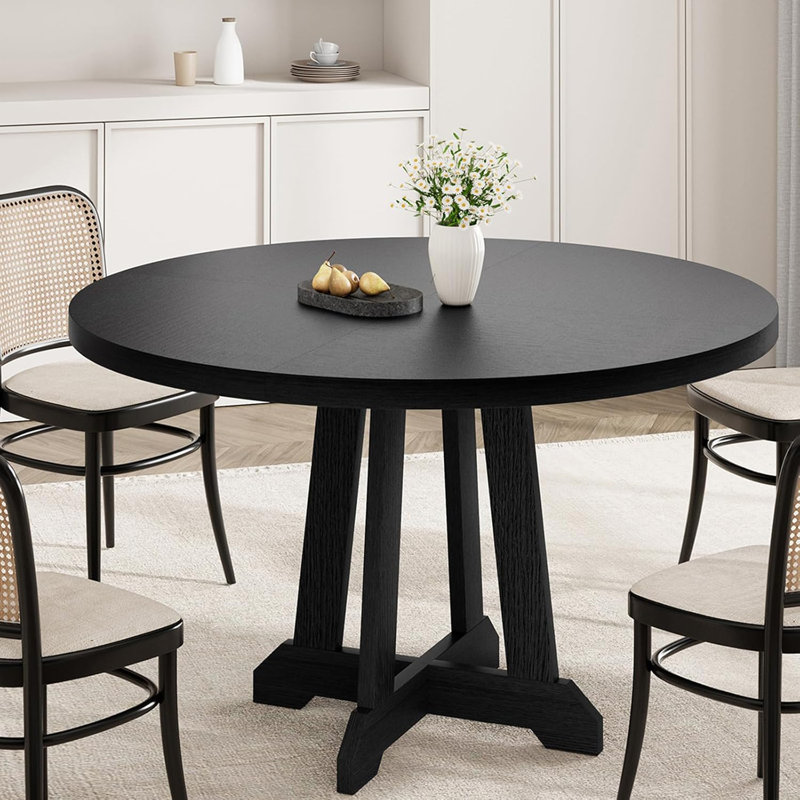 Table de salle à manger pour 4 à 6 personnes, table de salle à manger ronde de 47 pouces, table de cuisine avec pieds robustes