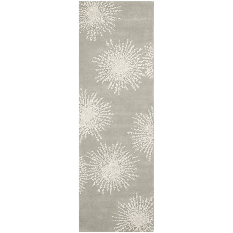 Amier Hand Tufted Wool And Viscose Floral Rug, Runner 2'6" x 6'