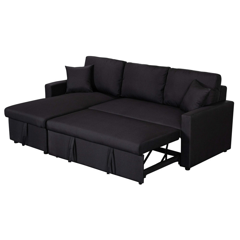 Canapé modulaire réversible en tissu de lin l 82 po avec méridienne de rangement