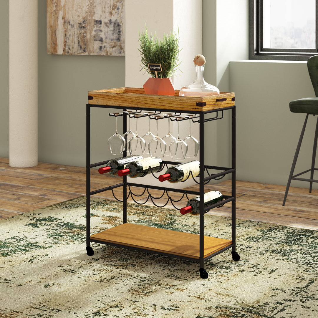 Celik Bar Cart Williston Forge Frame Color: Natural