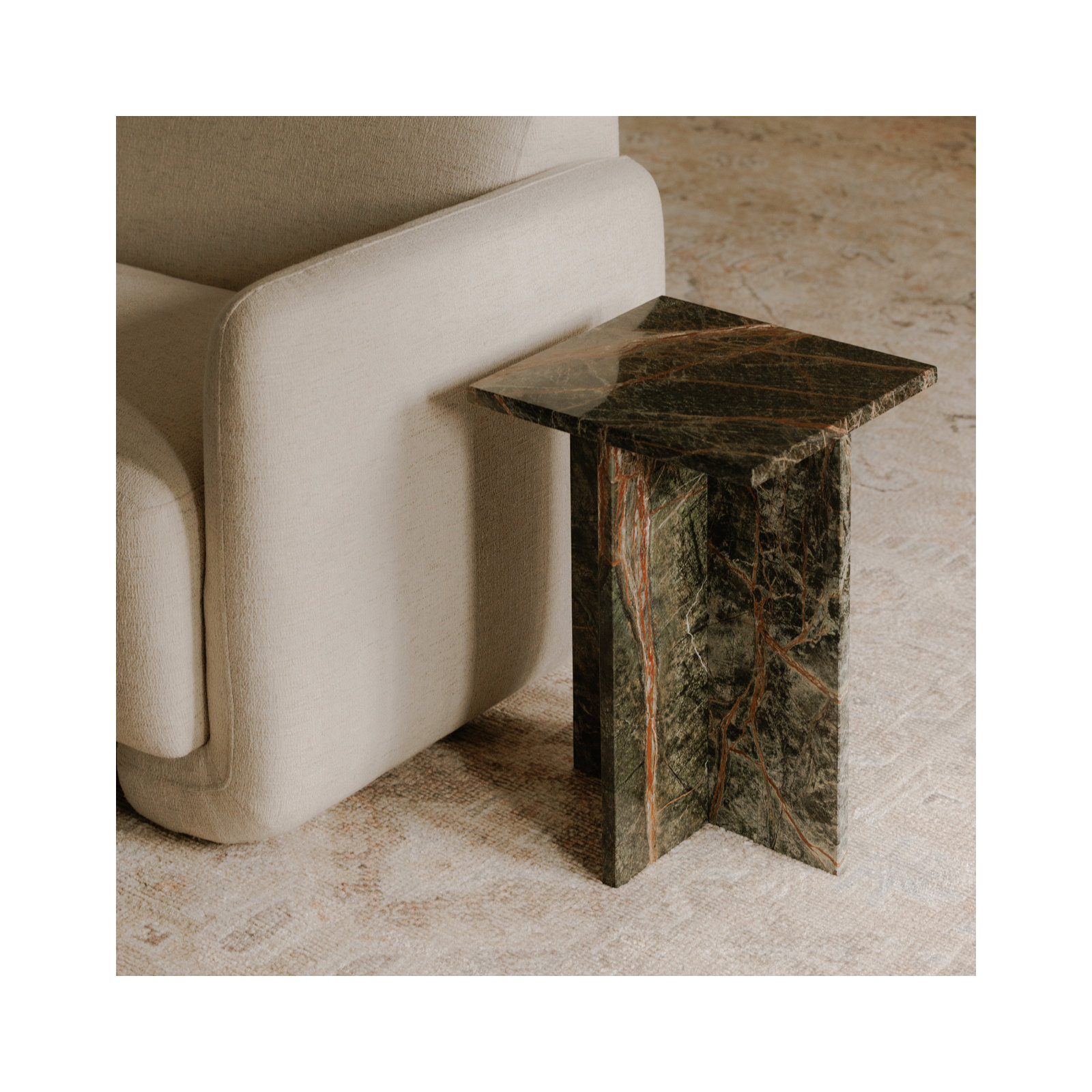 Rience End Table, Green Marble