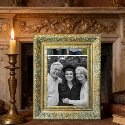 Cadre 5 po x 7 po à finition or antique 1PC pour présentation de photos d'anniversaire