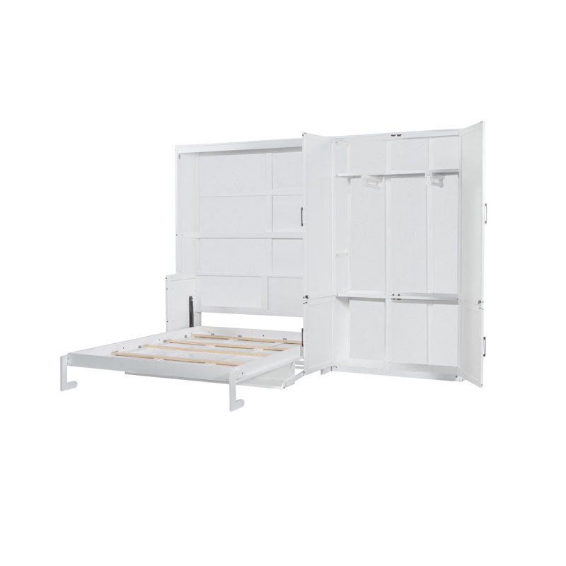 Lit hydraulique pour grand lit avec garde-robe élégant - Système de finition blanc et garde-robe