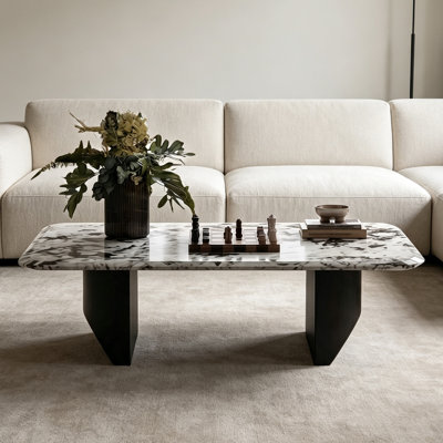 Modern minimalist rectangular marble coffee table