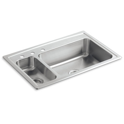 Toccata 33" L x 22" W Drop-In Kitchen Sink with Disposal Bowl and 3 Faucet Holes On The Left