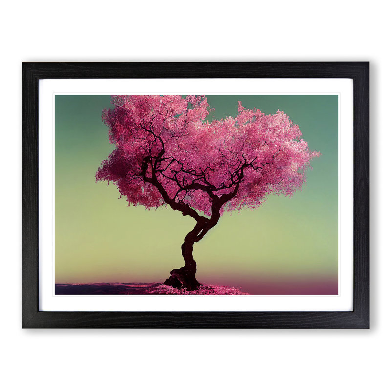 Brave Plum Blossom Tree - Single Picture Frame Print, Black Framed, 46cm H x 64cm W x 2cm D