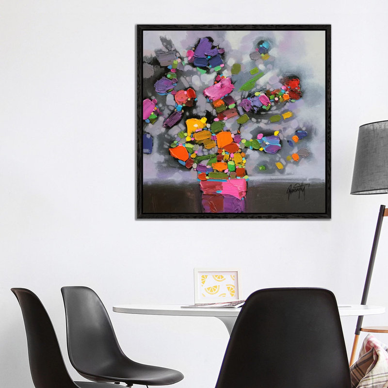 Bouquet II by Scott Naismith - Painting on Canvas, Black Framed, 93.98 cm H x 93.98 cm W