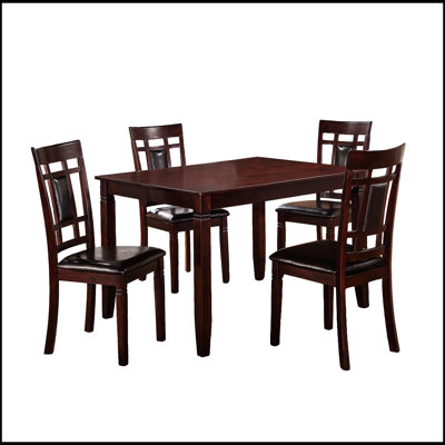 5 Piece Dark Brown Dining Room Set with Sturdy Construction and Elegant Design for Comfortable Family Meals and Entertaining