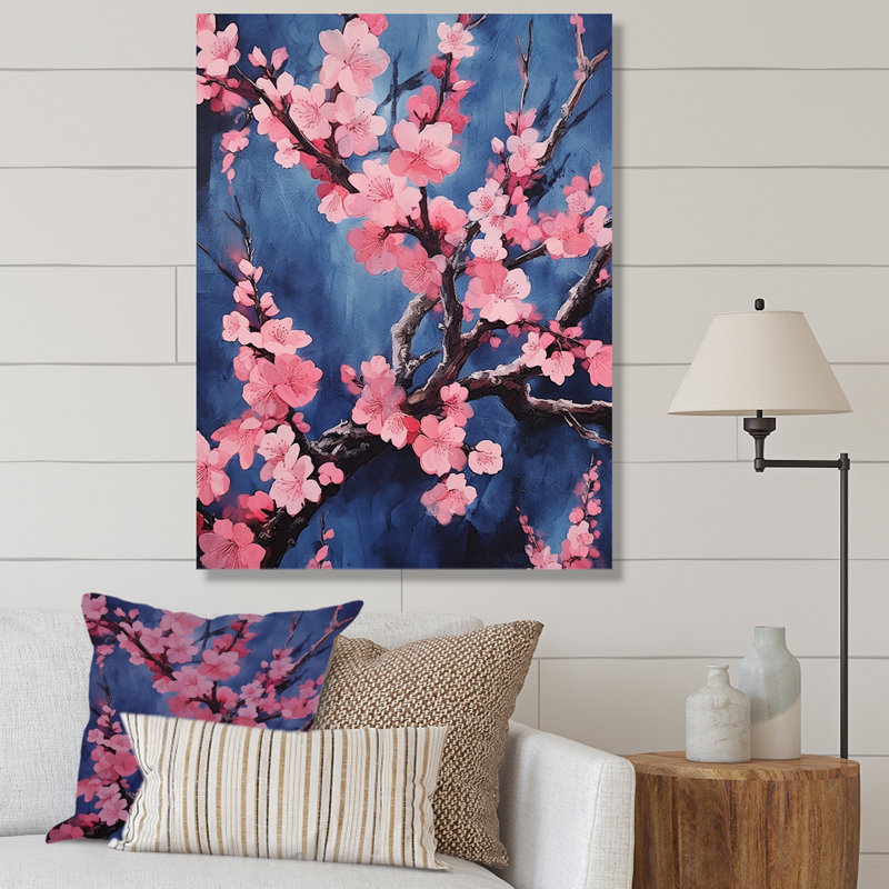 «Pink and Blue Cherry Blossoms Symphony» sur impression sur toile, Toile tendue, H 40 po x l 30 po x P 1,5 po