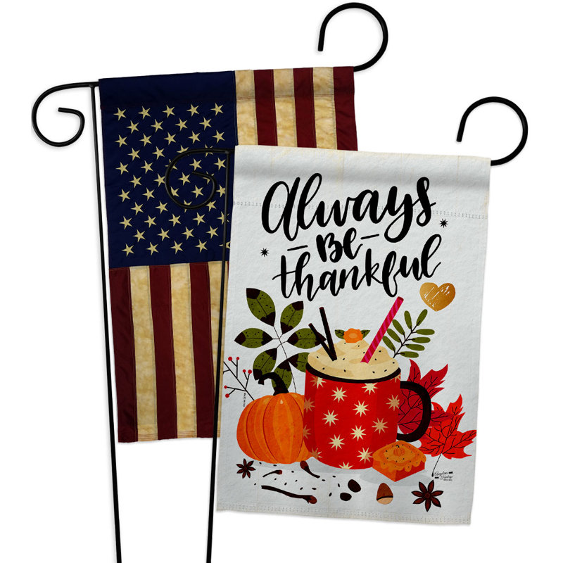 Drapeau de jardin en polyester à 2 faces Always Thankful 19 x 13 po