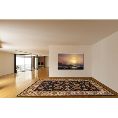 Tapis décoratif gris anthracite en laine Touffeté à la main de style oriental Autry