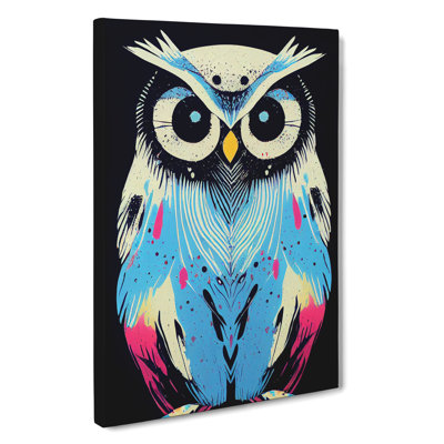 Paint Splashed Owl No.1 Abstract - Wrapped Canvas