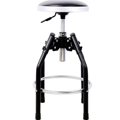 Tabouret de mécanicien réglable avec pivot de 360 po, surface rembourrée de 13,7 po, hauteur hydraulique de 33,6 po, capacité de 330 livres, repose-pieds, tabouret pivotant noir, siège de magasin robuste