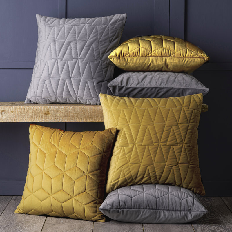 Aswin Geometric Square Throw Pillow Cover, Yellow