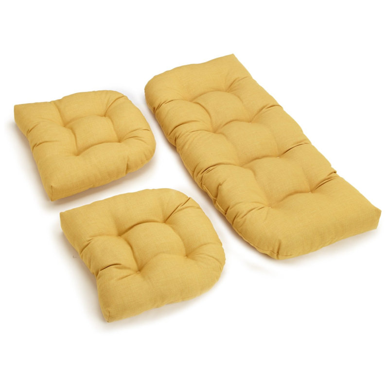 Weather-Resistant Reversible Indoor/Outdoor Seat Cushion Set, Lemon, 5''