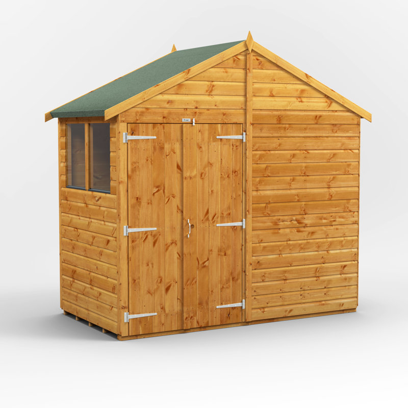 Powersheds Timber Tongue & Groove Apex Garden Shed, Double Doors