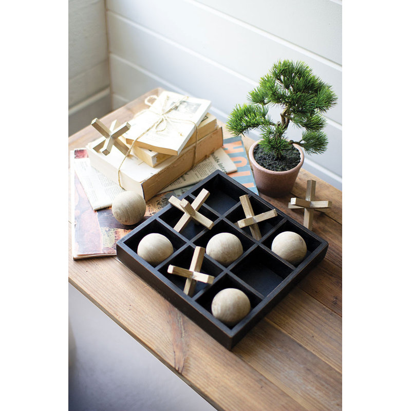  Ensemble de tic-tac-toe en bois, jeux de table H 10 po, finition noir mat, ensemble de deux