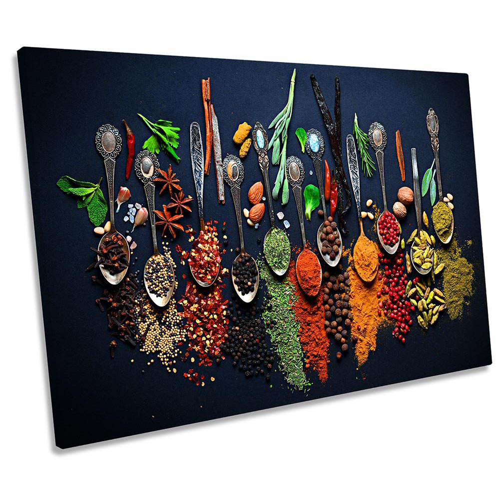 Spices Herbs Modern Spoons - Wrapped Canvas Print
