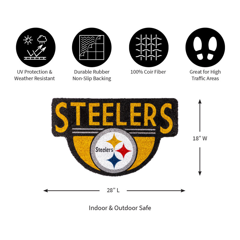 NFL Shaped Coir Outdoor Welcome Mat, Steelers