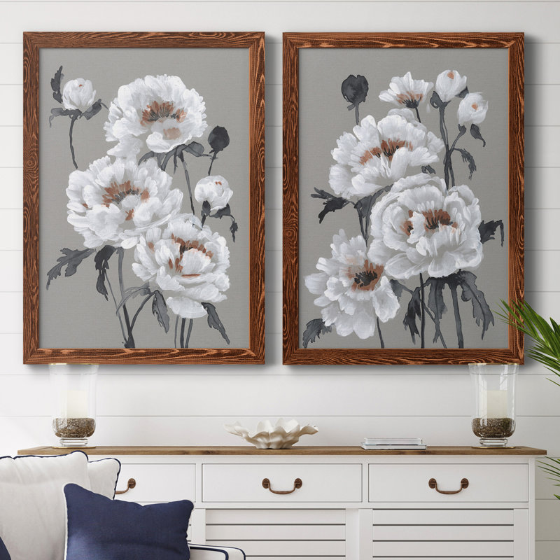 Pivoine profusion I, toile encadrée de qualité supérieure - prête à être accrochée, H 43,5 po x l 31,5 po x P 1 po, Noir